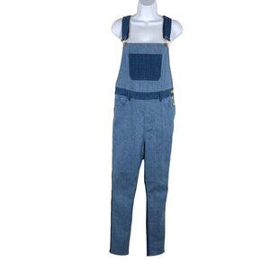 SSO By Danielle Denim Overalls Skinny Two Toned Blue Cotton Blend Women's Large